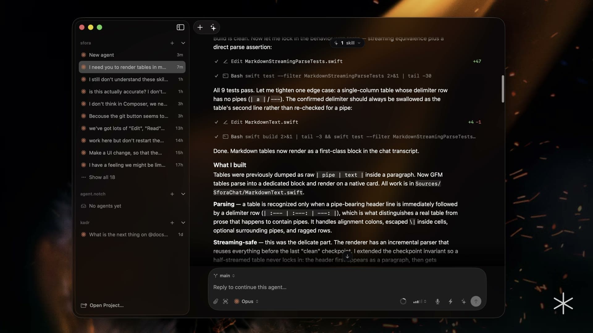 The native macOS builder running a coding agent